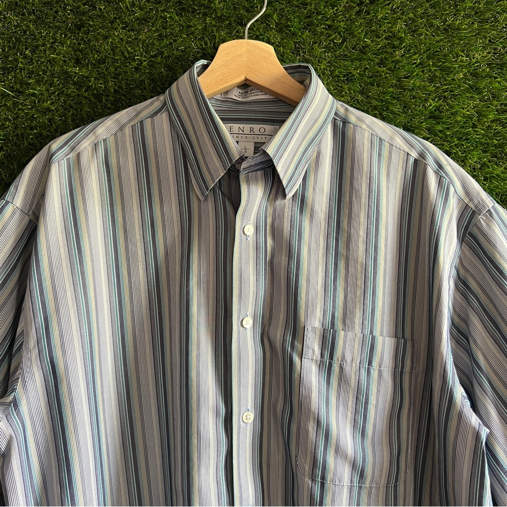 Vintage Enro Non-Iron Striped Wrinkle Resistant Short Sleeve Button Up Shirt - Picture 3 of 6